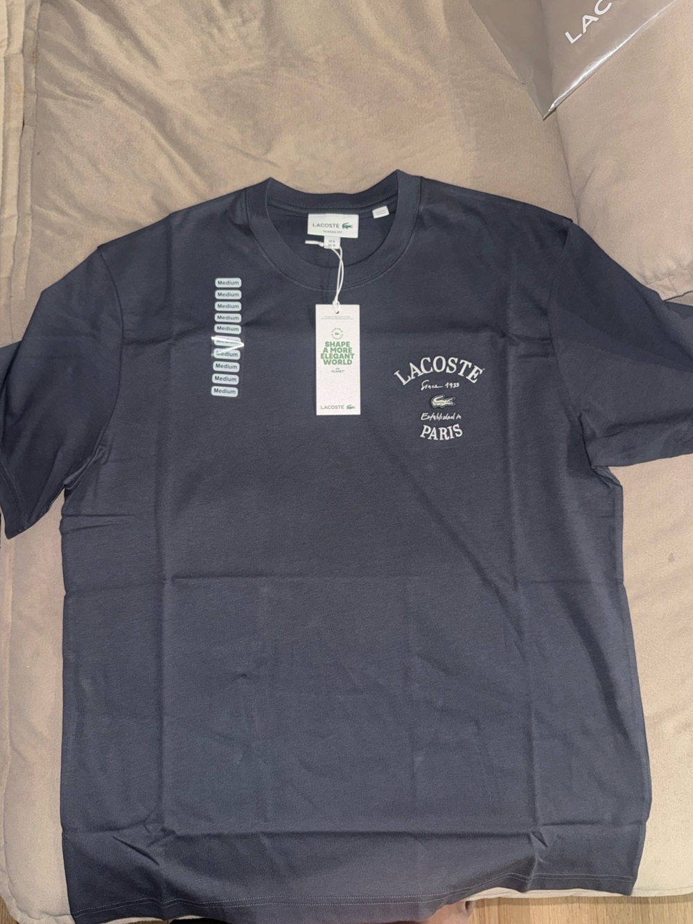Lacoste Men’s Navy Graphic Chest Logo Short Sleeve Tee